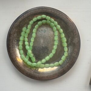 Vintage Green Glass Bead Strand Costume Jewelry Opera Length Necklace 28” Long